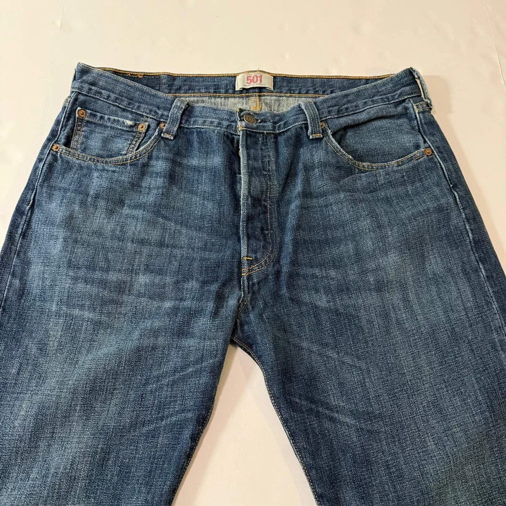 Levis 501 Original Mens Straight Leg Button Fly Jeans Medium Wash Blue 36x34